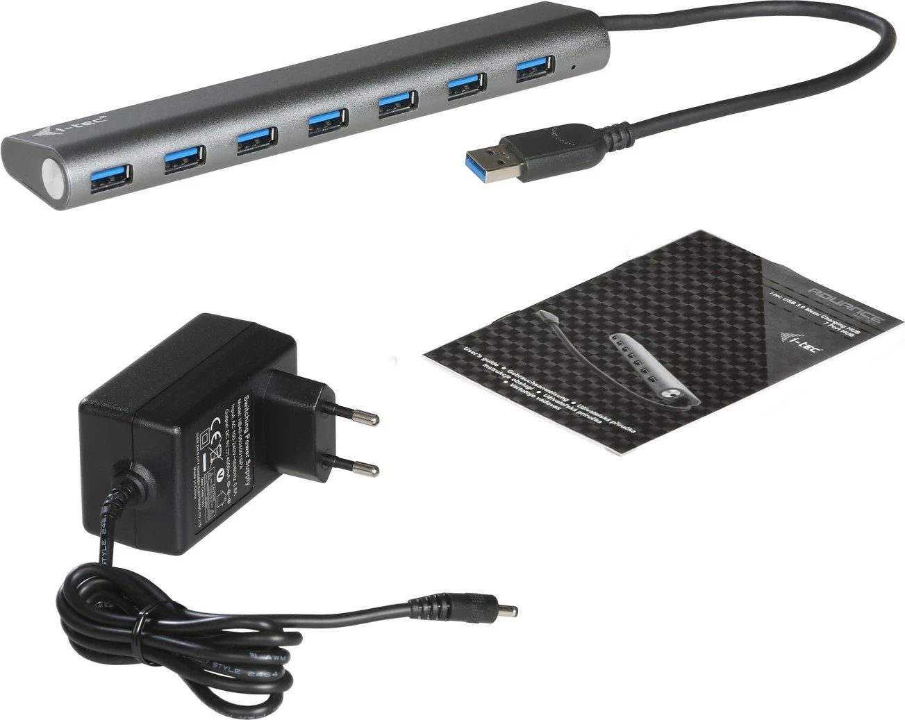 Hub USB i-tec 7 porta, metal, USB 3.0, 5Gbps, argjend