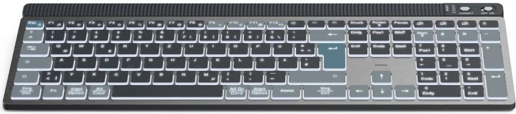 Tastierë pa tela Hama WK-750, standarde, multi-device, alumini, e zezë