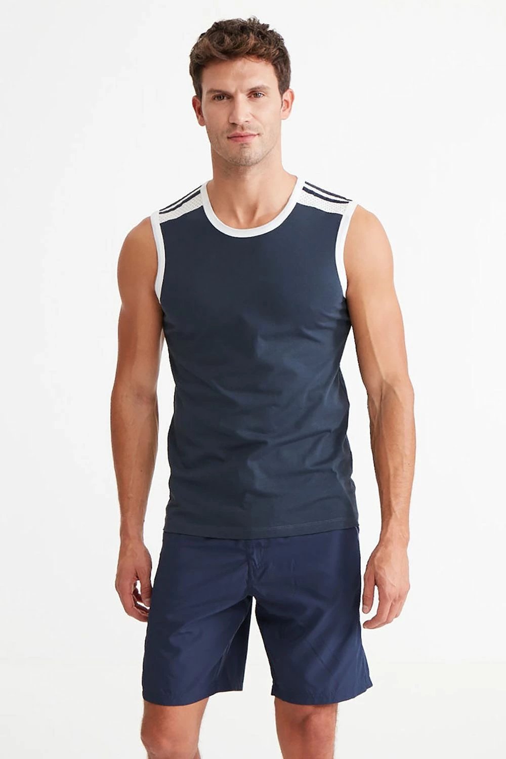 Maicë pa mëngë për meshkuj, ngjyrë e kaltër e errët, Jumeon