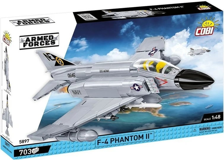 Set blloqesh Cobi Klocki Armed Force F-4 Phantom II, 703 pjesë, gri