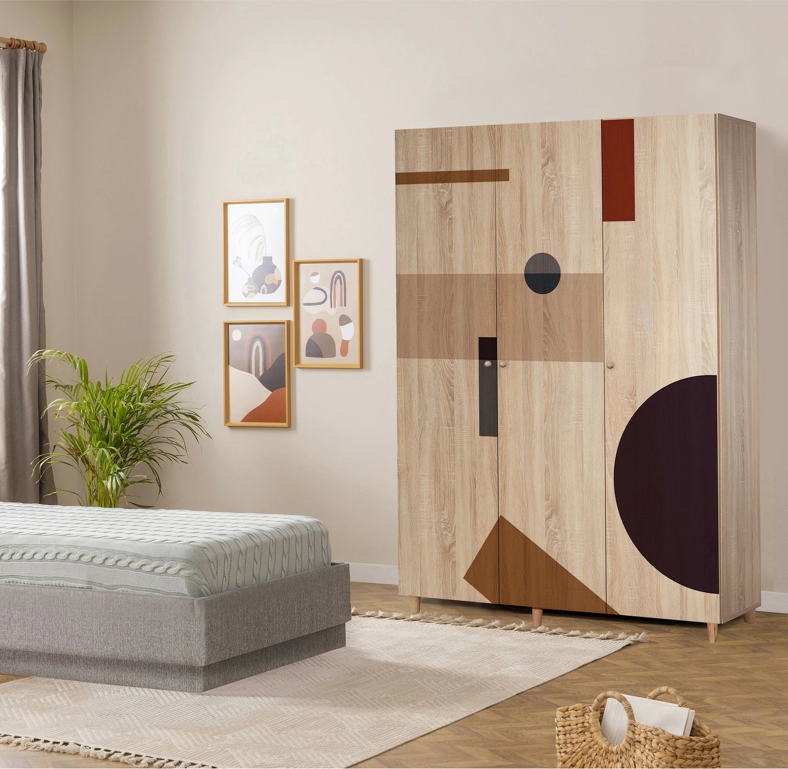 Dollap Lena 3, Skye Decor, ngjyrë sonomo, 135x192x52 cm