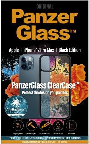 Mbështjellës PanzerGlass ClearCase për iPhone 12 Pro Max, transparent dhe zi