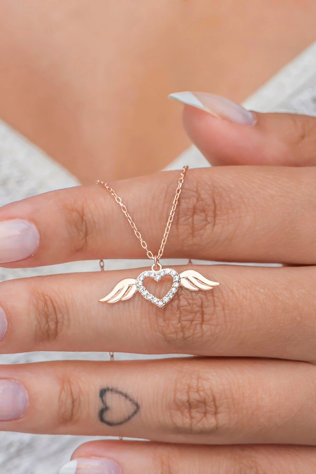 Varëse argjendi me zemër dhe krahë, ngjyrë rozë ari dhe e bardhë, Jumeon, NRZ998657