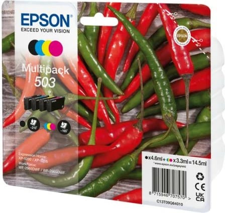 Kartusha boje, Epson, 503 Multipack C13T09Q64010, 14.5 ml gjithsej, ngjyra e zezë cian magenta e verdhë, set 4 copë