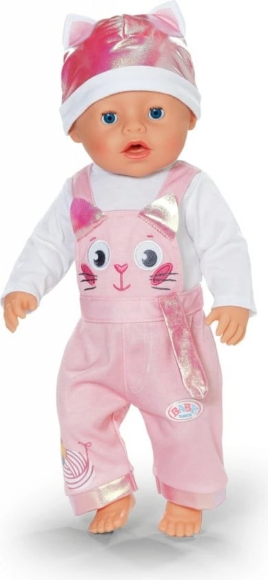 Veshje kukulle, Baby Born, Kitten Onesie 839430-116725, 43 cm, rozë/bardhë, set me kapelë