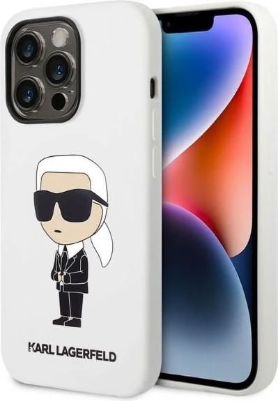 Mbështjellës Karl Lagerfeld Silicone Ikonik për iPhone 14 Pro 6.1", Bardhë