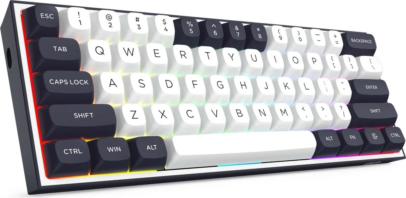 Tastierë mekanike Redragon ALCOR QMK K717WB-RGB-PRO, 60%, RGB, wireless/wired, bardhë-zi