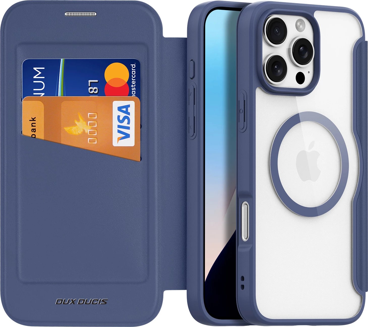 Mbështjellës Dux Ducis Skin X Pro për iPhone 16 Pro Max, MagSafe, me kapak, Kaltër