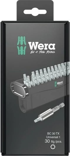 Set bitash Wera 30 copë, Torx Plus, 1/4", me mbajtës magnetik, në kuti, zi/metalik