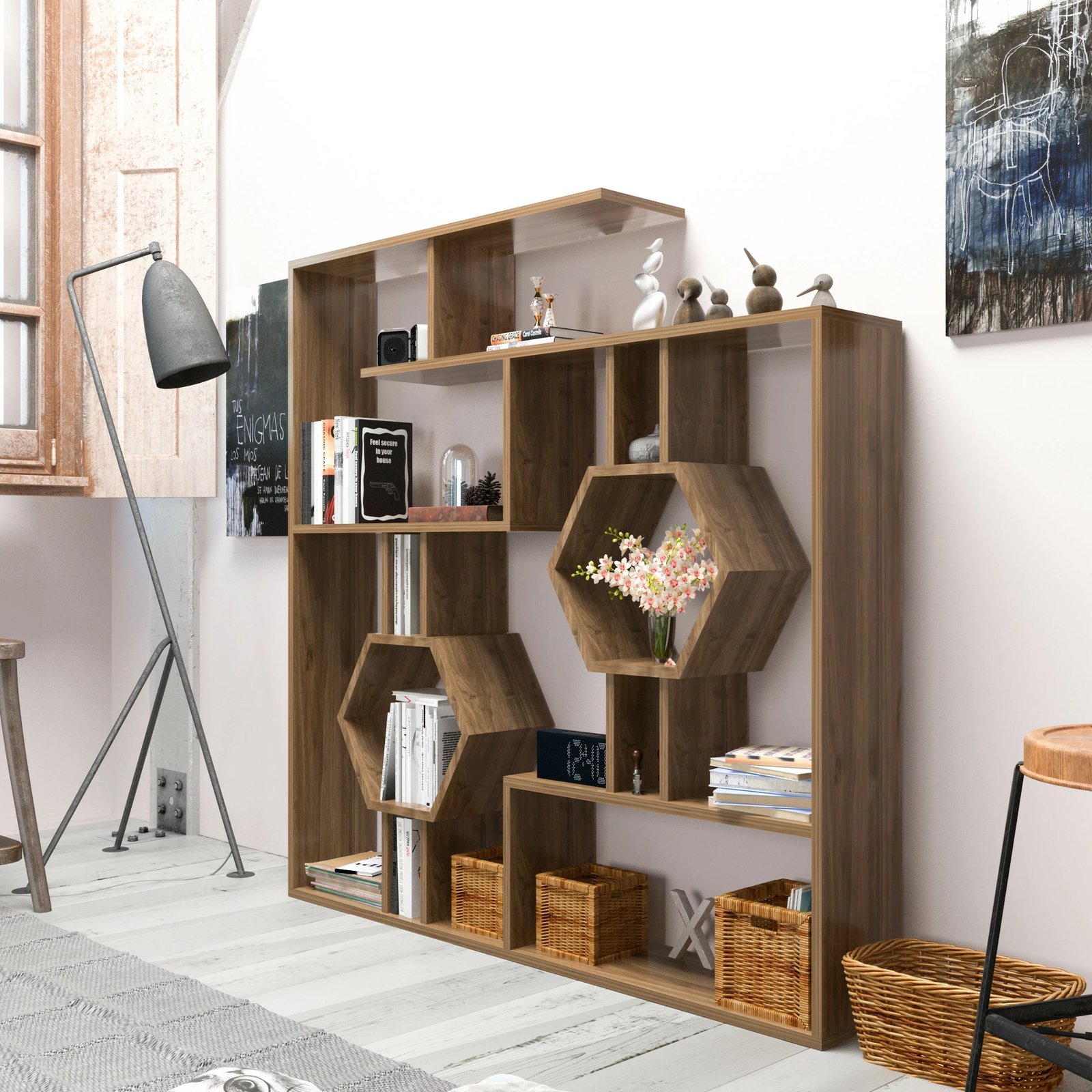 Raft librash Hanah Home Tamara, ngjyrë arre