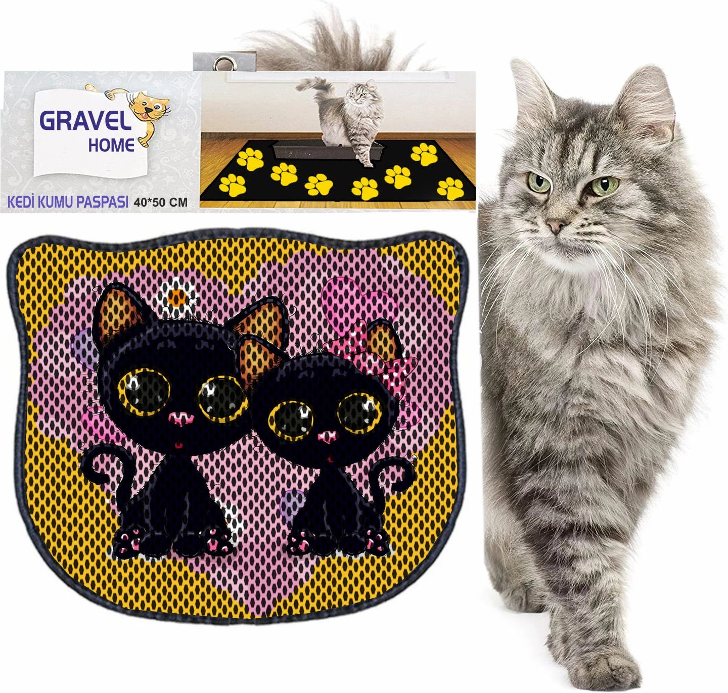 Tapet për rërë mace, shumëngjyrësh, Paws & Whiskers, Kdkafa0073, 40x50cm