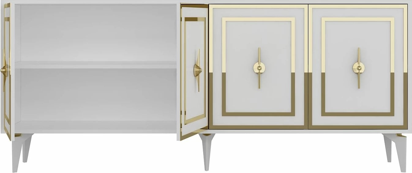 Konsolë Skye Decor, e bardhë, e artë, Samba