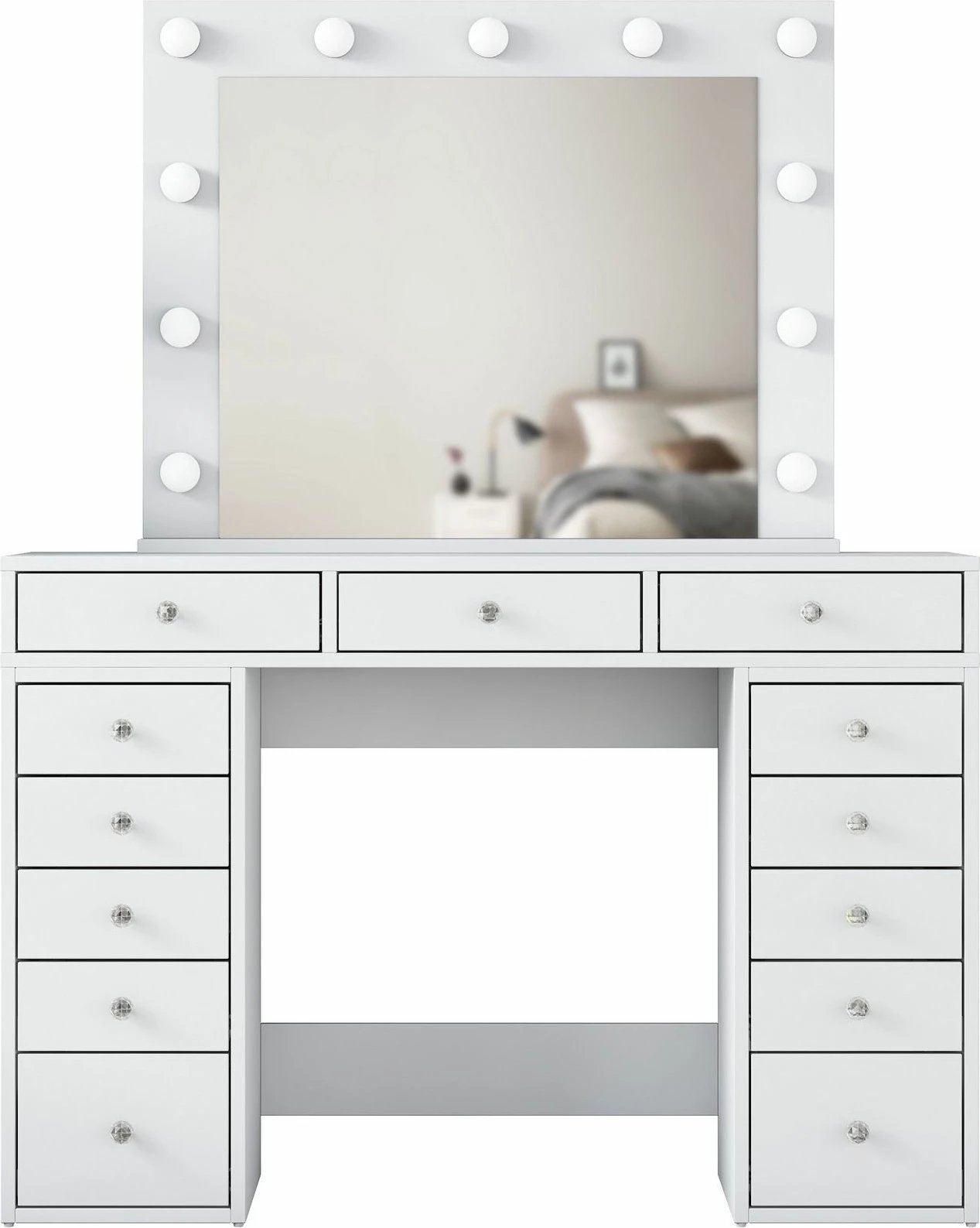 Tavolinë grimi Skye Decor, e bardhë, me pasqyrë të madhe, BJ119 - 2895