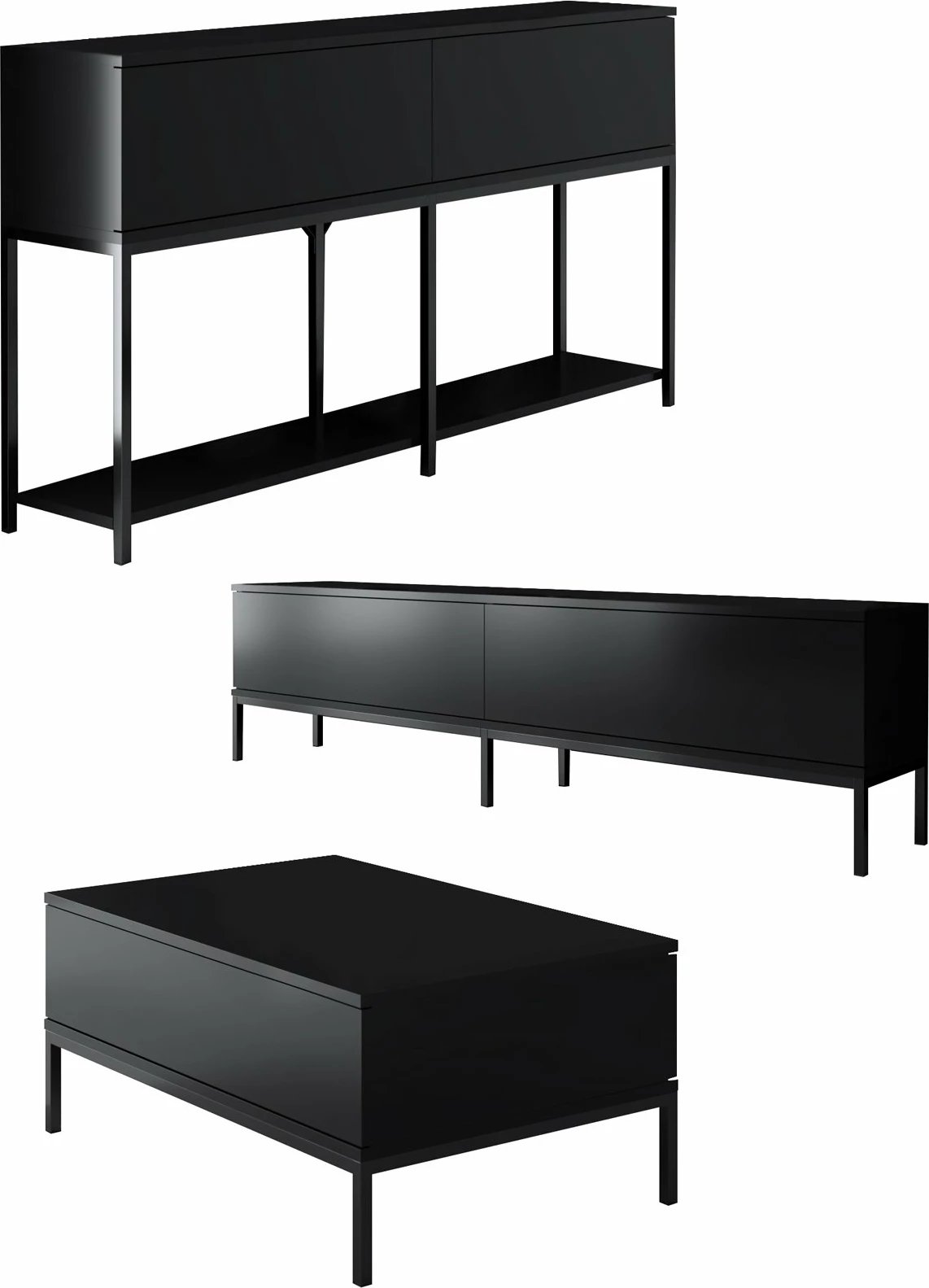 Set mobiljesh për dhomë dite, ngjyrë e zezë, Hanah Home Lord