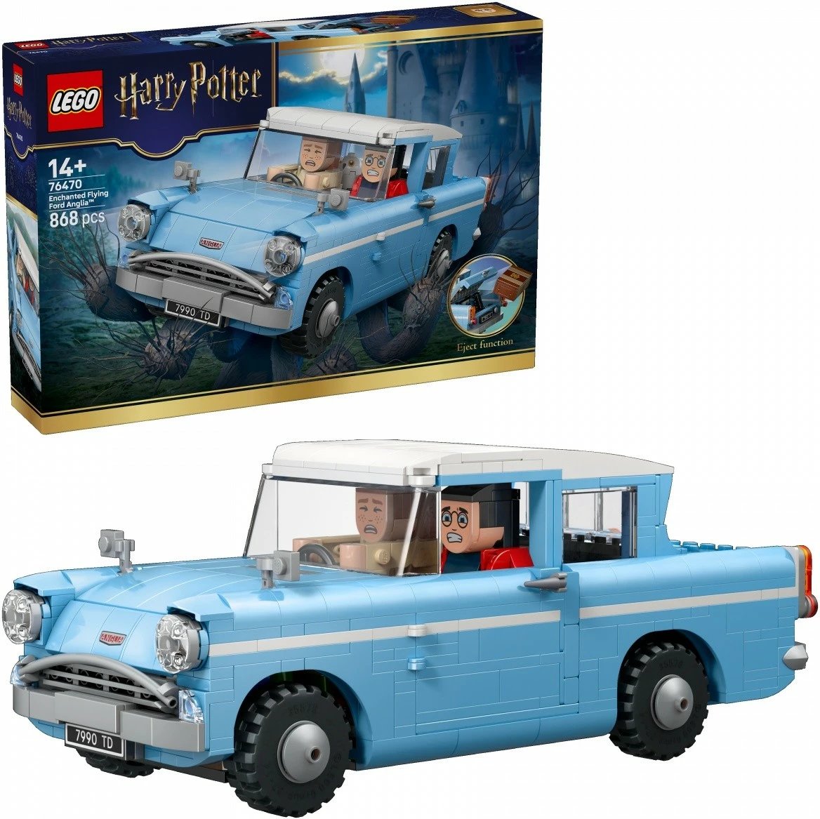 Set ndërtimi LEGO Harry Potter 76470 Enchanted Flying Ford Anglia, 868 pjesë, 14+, 9x25x10 cm, blu