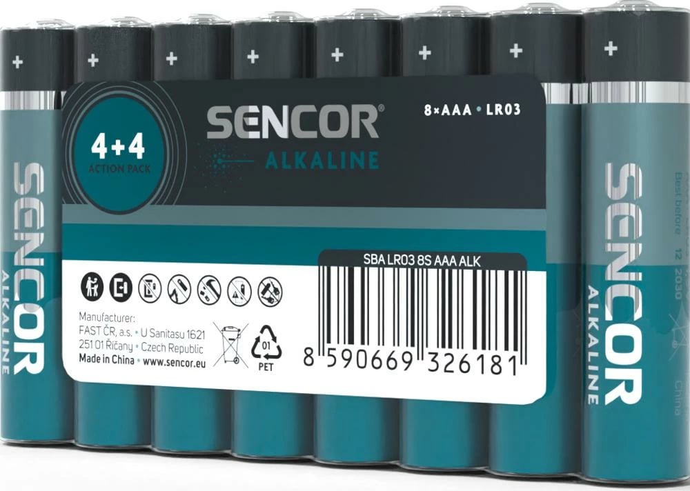 Bateri Sencor SBA LR03 8S AAA Alk, 8 copë