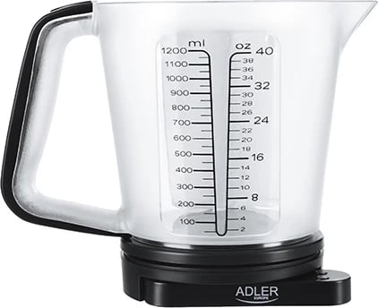 Peshore kuzhine, Adler AD 3178, 5 kg 1 g, gotë matëse 1200 ml, njësi g/oz/ml, ekran LED i bardhë, e zezë
