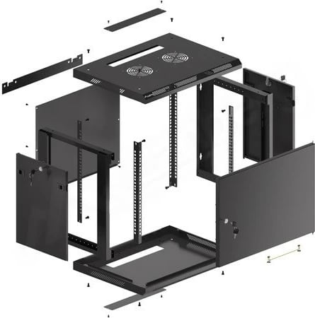 Kasë rrjeti Lanberg WF01-6409-00B, 19", 6U, 600x450 mm, e zezë, për mur