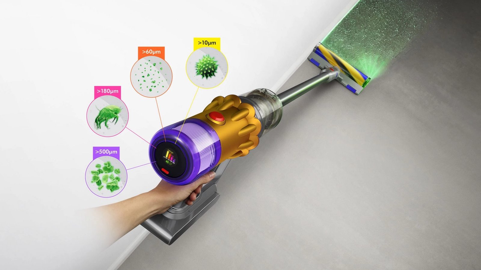 Fshesë me korrent DYSON V12 Detect Slim Absolute, Nickel, Yellow