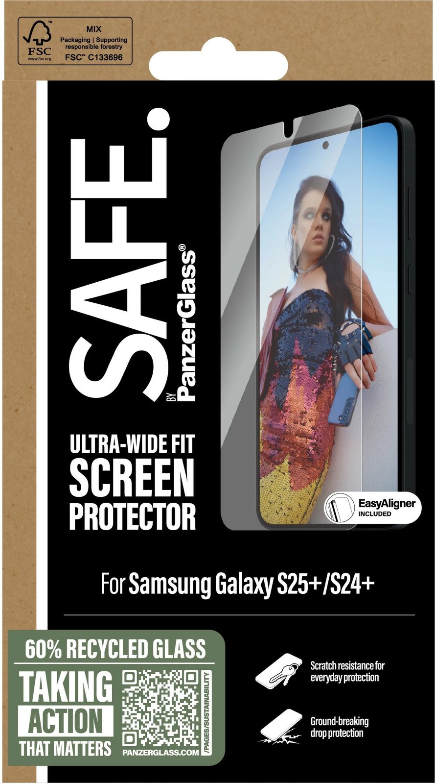 Mbrojtës ekrani PanzerGlass për Samsung Galaxy S25 Plus, transparent