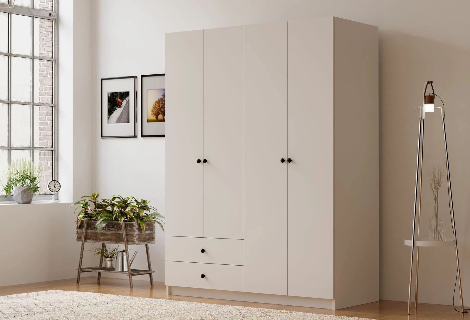 Dollap rrobash Skye Decor, ngjyrë e bardhë mat, RB-067