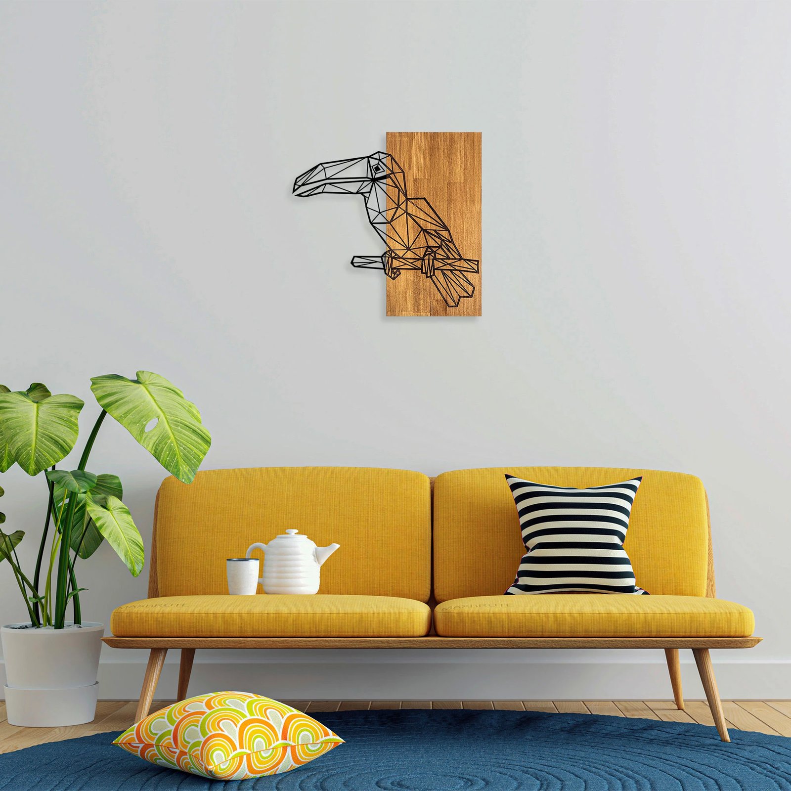 Aksesor dekorativ për mur, dru dhe metal, Wallity MA-293, ngjyrë arre/zezë, 58x60cm