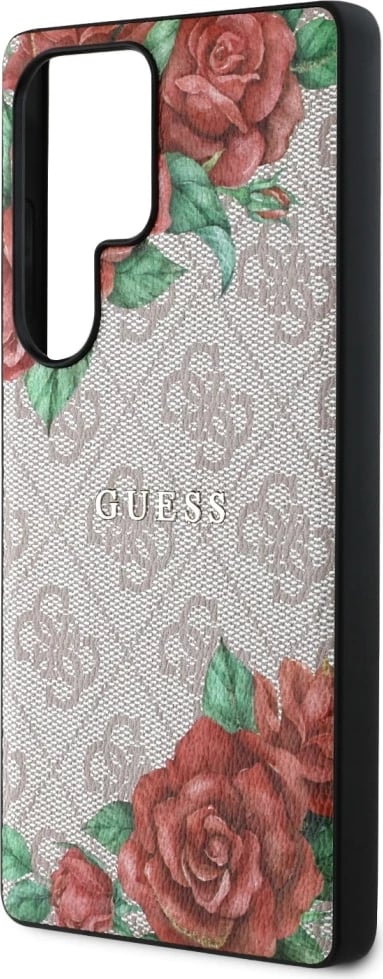 Mbështjellës Guess Leather 4G Flowers Print Metal Classic Logo MagSafe për Samsung Galaxy S25 Ultra, Rozë Mbështjellës Guess Leather 4G Flowers Print Metal Classic Logo MagSafe për Samsung Galaxy S25 Ultra, Rozë
