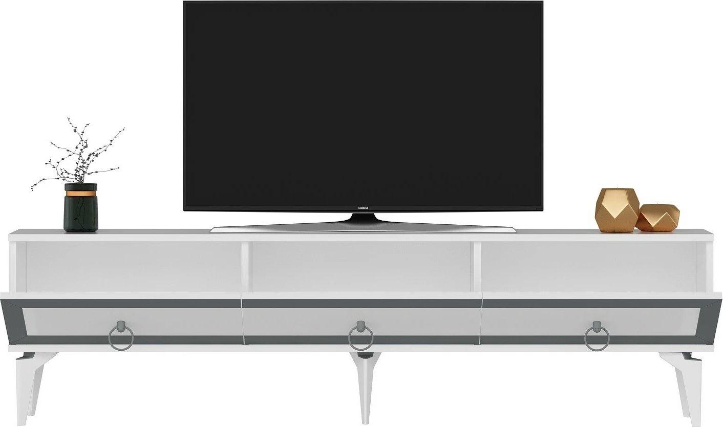 Komodë TV Hanah Home, Ponny, e bardhë, argjend