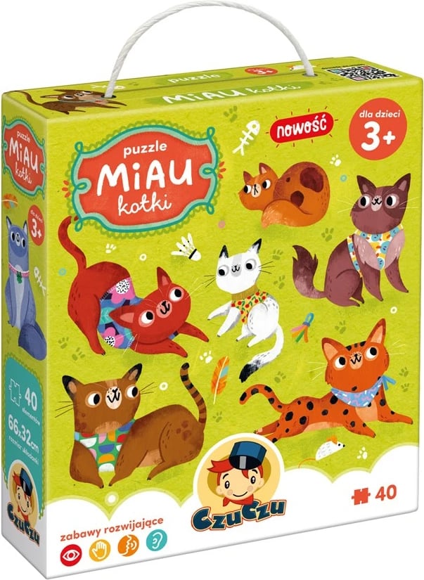 Puzzle për fëmijë CzuCzu Miau Kotki, 40 pjesë, karton, shumëngjyrësh