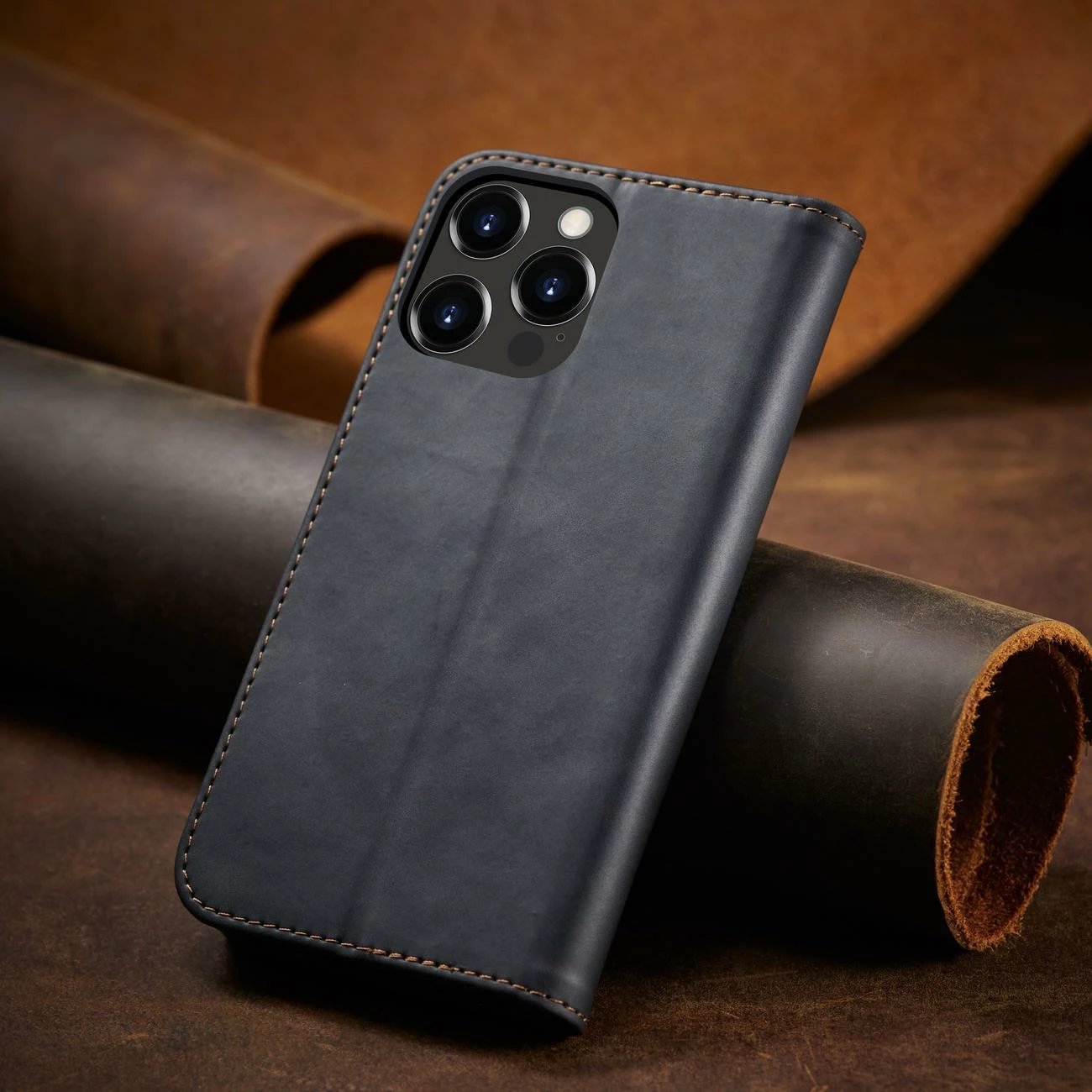 Mbështjellës Hurtel Magnet Fancy Case për iPhone 14 Pro, me kapak, xhepa për kartela dhe qëndrim, e zezë