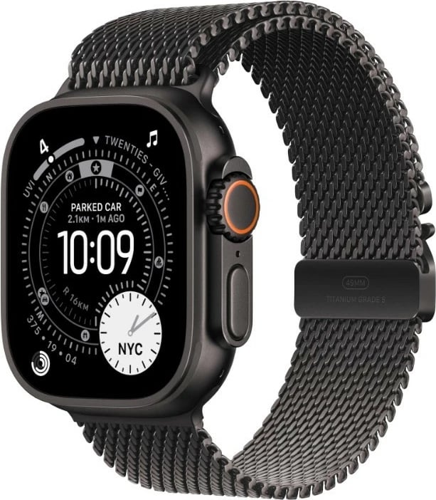 Smartwatch, Apple, Watch Ultra 3 GPS + Cellular, 49 mm, 64 GB, kasë titani me xham safiri, OLED LTPO Retina, e zezë, byzylyk Milanese M