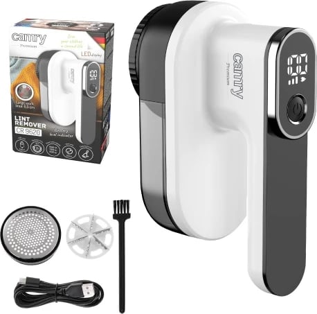 Heqës pushash, Camry, CR 9620, 3 shpejtësi 6500/7500/8500 rpm, bateri 2000mAh, prerje 6.5 cm, i rimbushshëm USB, bardh e zi