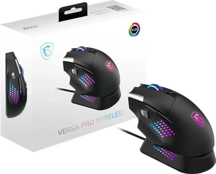 Maus gaming MSI Versa Pro W + Mouse Dock Pro, RGB, Wireless/Wired, i zi