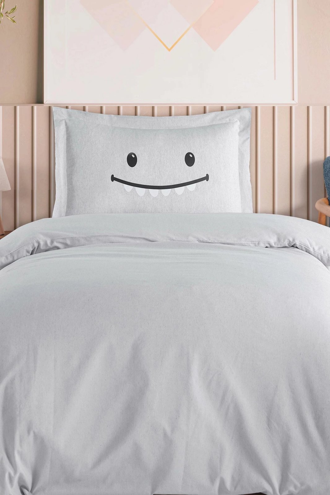 Set mbulesë për jorgan dopio, Lububu, ngjyrë gri