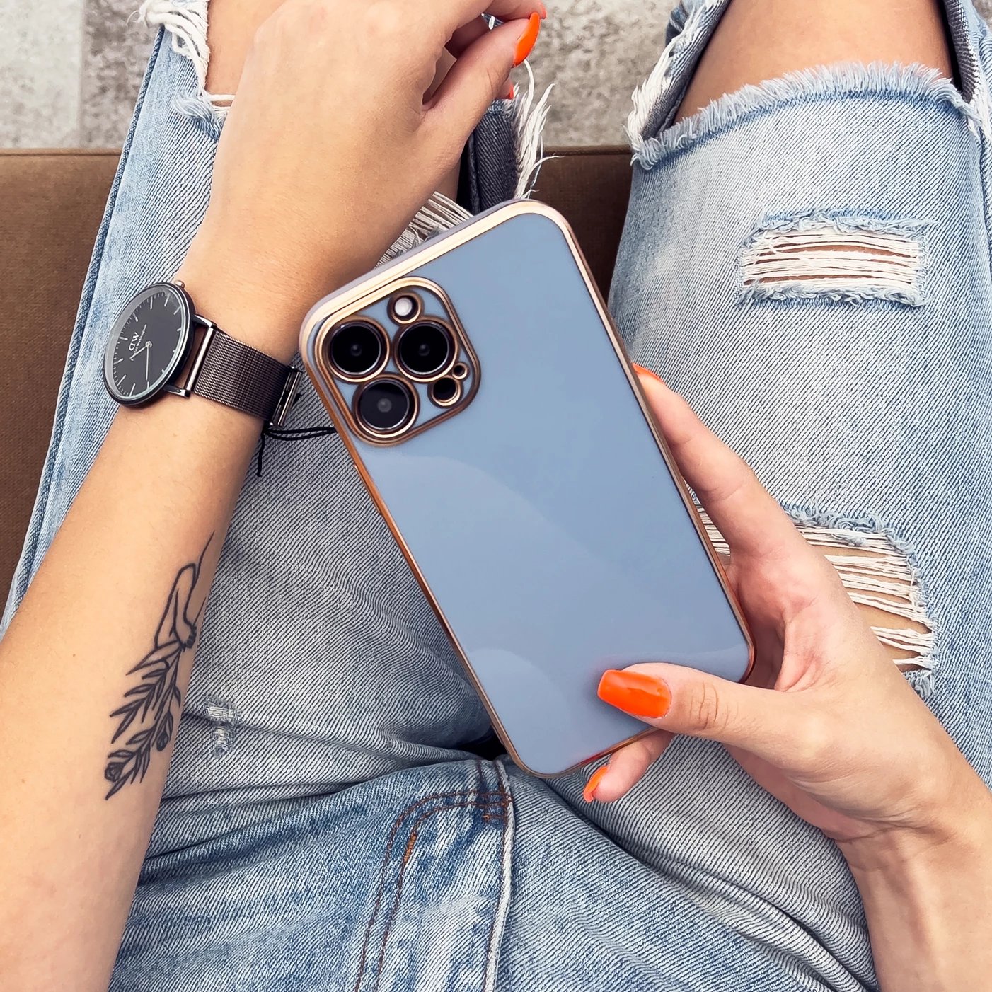 Mbështjellës Hurtel Lighting Color Case për Samsung Galaxy A13 5G, TPU, Bardhë me kornizë të artë