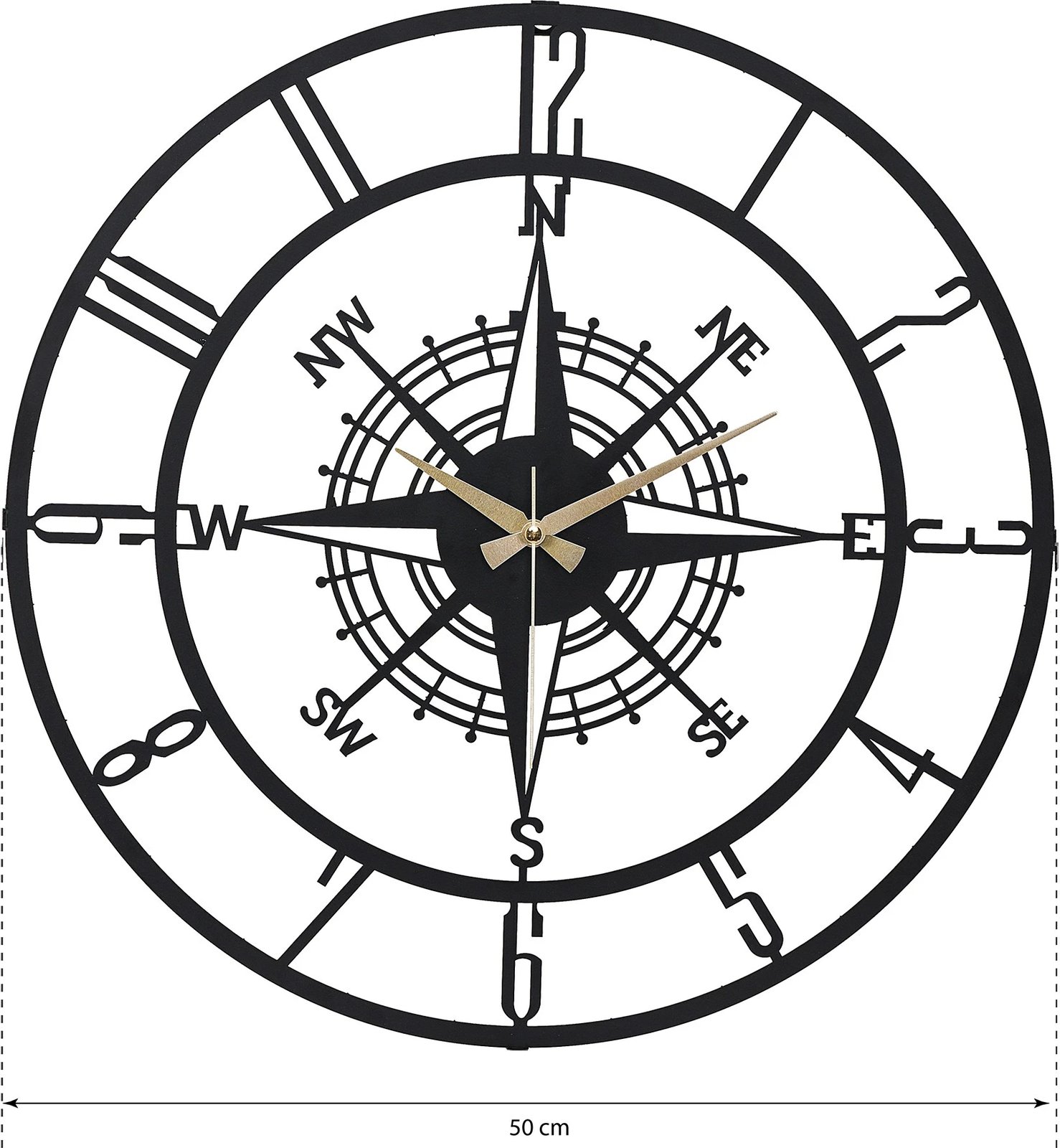 Orë muri dekorative metalike Wallity Buınella, e zezë, 50x50cm