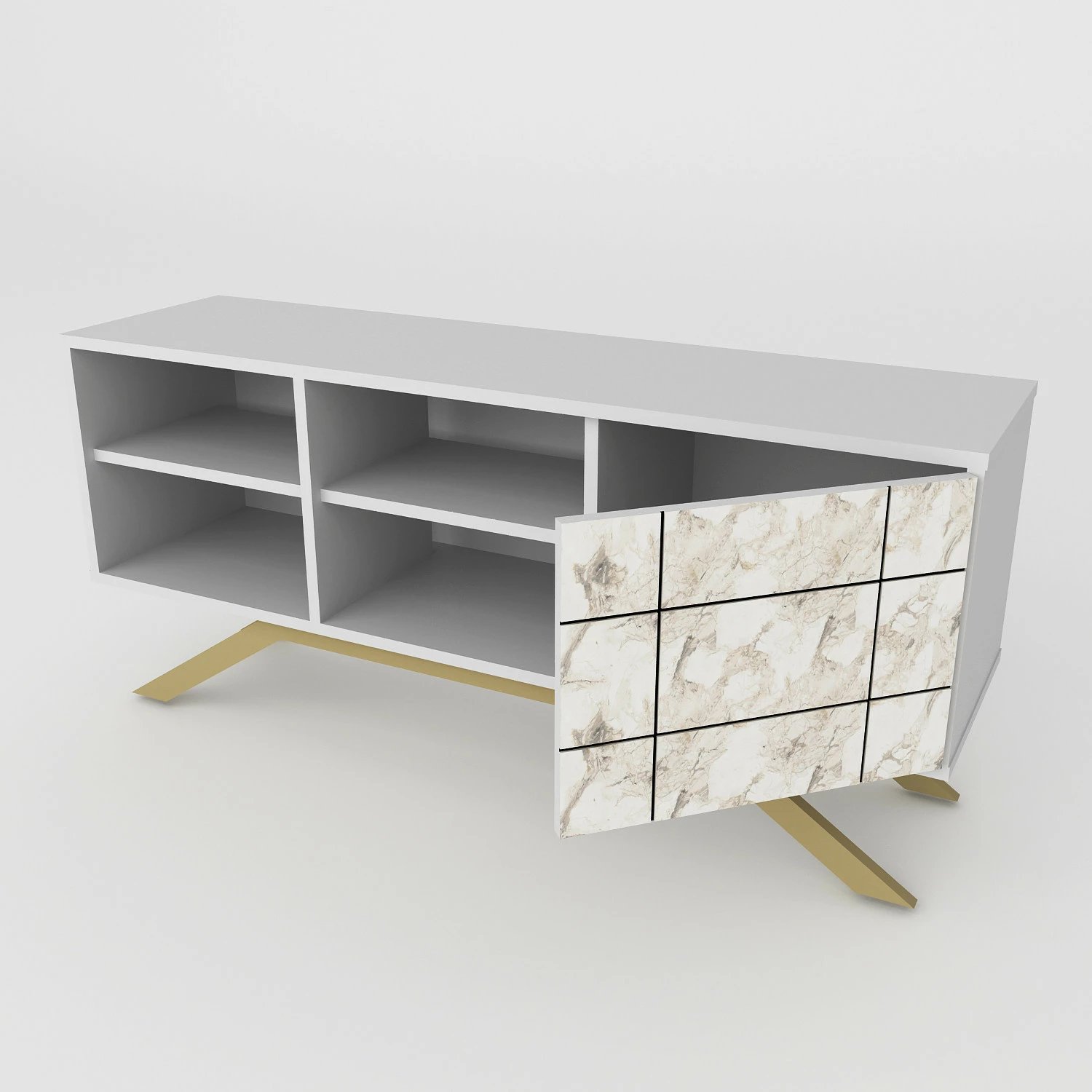 Komodë TV Hanah Home, ngjyrë bardhë dhe ari, North