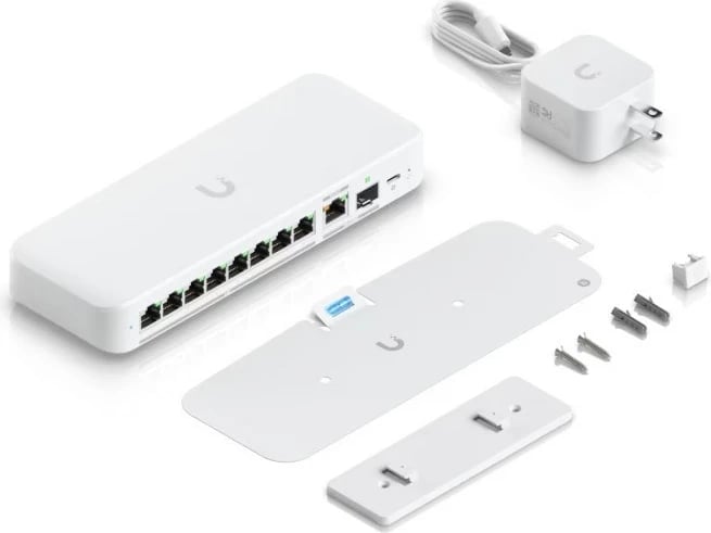 Switch Ubiquiti UniFi Flex 2.5G, 8 porte, Managed, PoE, i bardhë