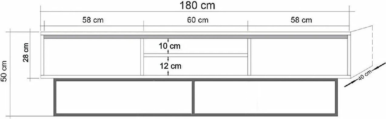 Komodë TV Hanah Home, Rodez 180, ngjyrë arre dhe e zezë
