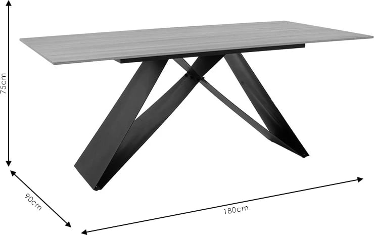 Tavolinë kuzhine Sabrina, gur i sinterizuar, sonoma-e zezë, 180x90x75cm Tavolinë kuzhine Sabrina, gur i sinterizuar, sonoma-e zezë, 180x90x75cm