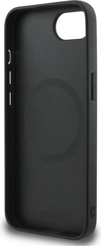 Mbështjellës DKNY për iPhone 16e, lëkurë ekologjike, MagSafe, i zi