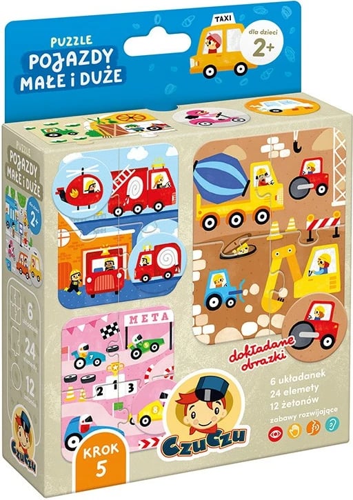 Puzzle CzuCzu Vehicles Small and Large, 24 pjesë, për fëmijë, Karton