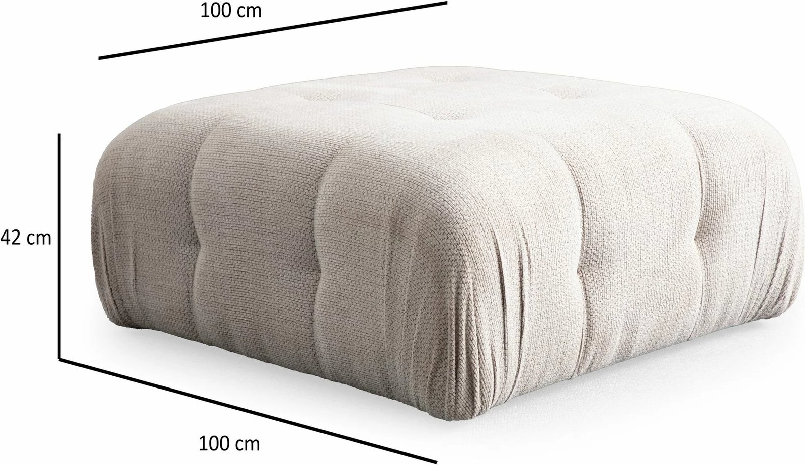 Këndare Amaris 3 vende me pouffe, bezhë