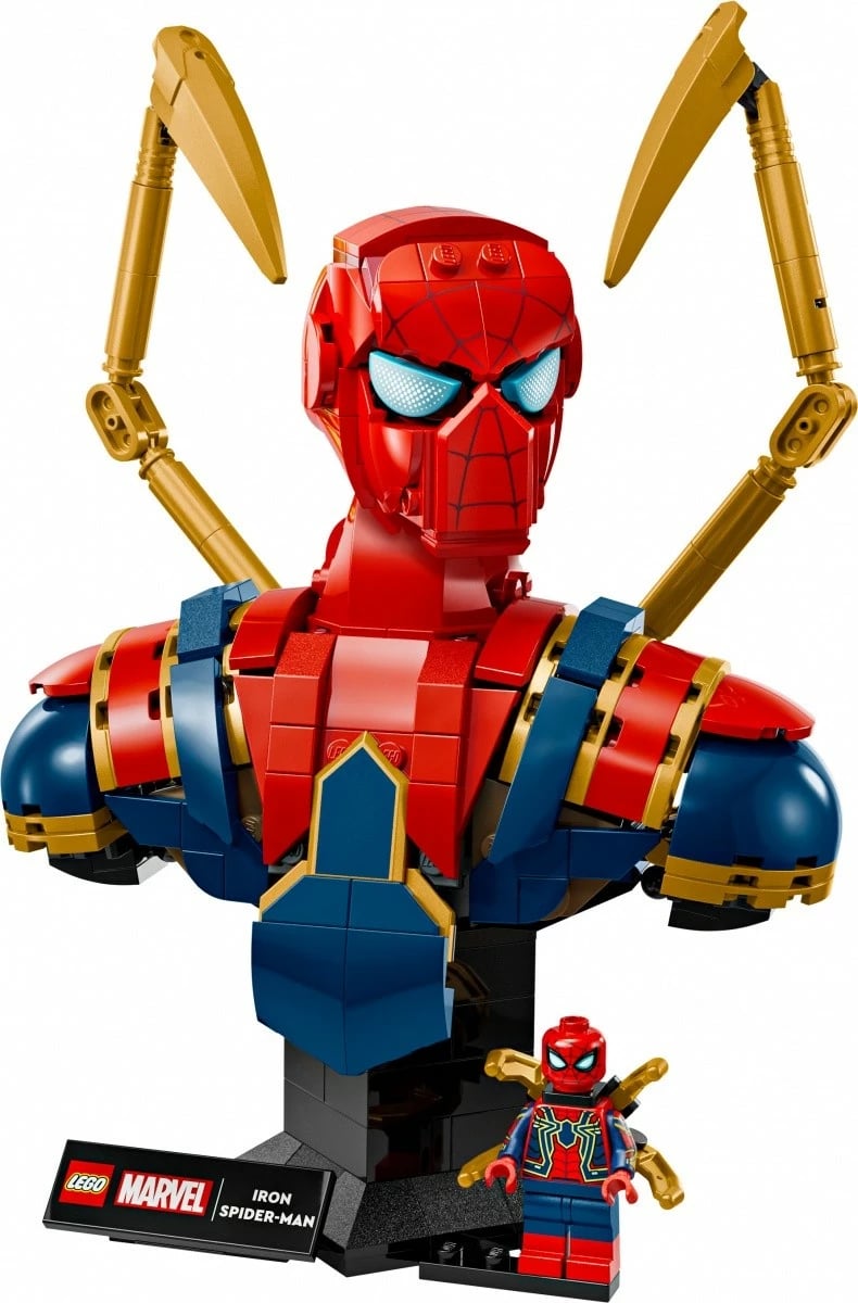 Set ndërtimi LEGO Marvel Iron Spider-Man Bust 76326, 379 pjesë, për të rritur