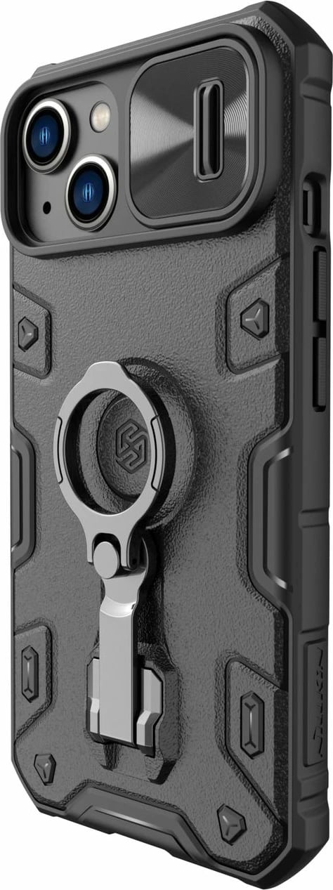 Mbështjellës Nillkin CamShield Armor Pro për iPhone 14 Plus, me mbrojtës kamere, mbajtëse unaze, i zi