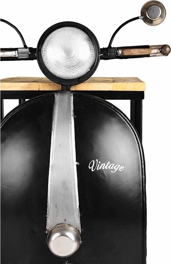 Tavolinë anësore MINI VESPA me rafte, e zezë, argjend, natyrale, 61x45x88