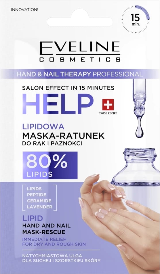 Maskë për duar dhe thonj Eveline Cosmetics Hand & Nail Therapy Professional Lipid Mask për femra 7ml