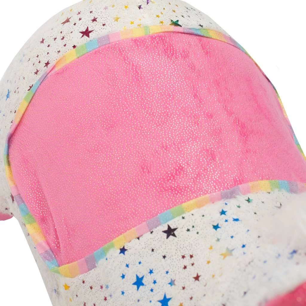 Lodër kërcyese e fryrë njëbrirësh, PLAYTO, plushe me tingull, kapacitet 80 kg, e bardhë