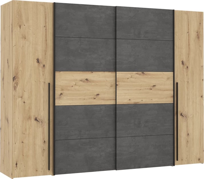 Dollap me 4 dyer Verzo, ngjyrë lisi-antracit, 270.5x61.5x210.5cm