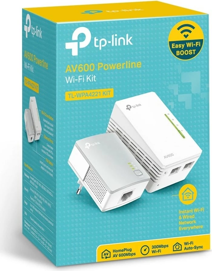 Powerline extender TP-Link TL-WPA4221 KIT AV600 300Mbps i bardhë